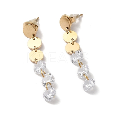 Glass Dangle Stud Earrings EJEW-Q781-28G-1