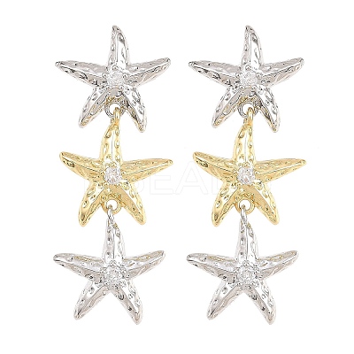Brass Micro Pave Cubic Zirconia Dangle Stud Earrings EJEW-G471-29B-PG-1