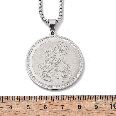 201 Stainless Steel Rhinestone Pendant Necklaces for Women LS-NJEW-U021-03P-1