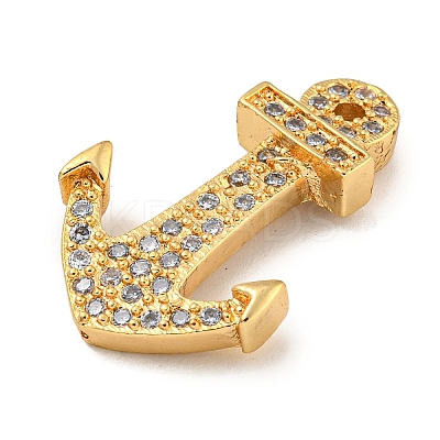 Brass Micro Pave Clear Cubic Zirconia Pendants KK-G493-01G-01-1