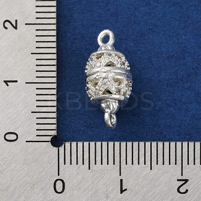 Brass Micro Pave Clear Cubic Zirconia Hollow Oval Connector Charms KK-A230-05B-S-1