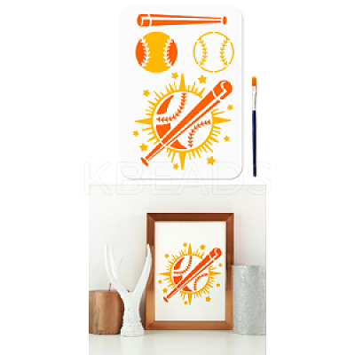 1Pc Art Paint Brushes with 1Pc PET Hollow Out Drawing Painting Stencils DIY-MA0006-56-1