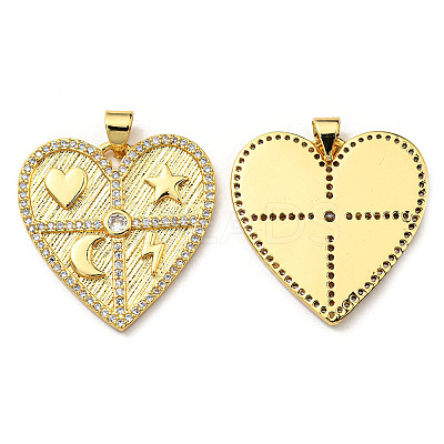 Brass with Cubic Zirconia Pendants KK-K341-01G-01-1