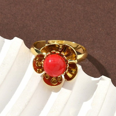 Brass Adjustable Finger Rings for Women RJEW-K295-02G-1