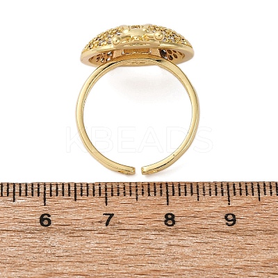 Brass Micro Pave Cubic Zirconia Adjustable Open Cuff Rings for Women RJEW-A072-01C-G-1