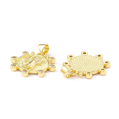Rack Plating Brass Micro Pave Clear Cubic Zirconia Pendants ZIRC-I058-22G-1