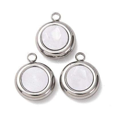 304 Stainless Steel Resin Pendants STAS-P406-15C-P-1