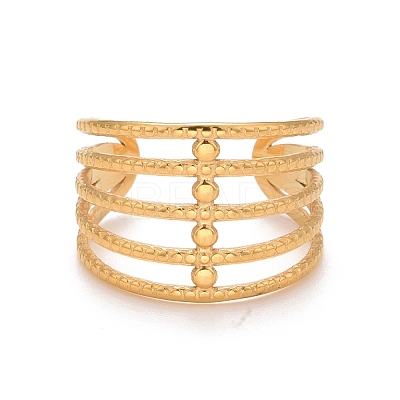 Ion Plating(IP) 304 Stainless Steel Chunky Open Cuff Ring for Women RJEW-A005-35G-1