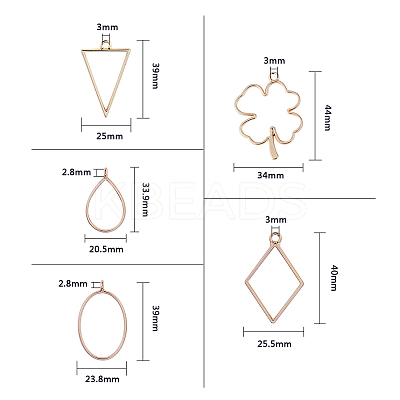 Matte Style Rack Plating Alloy Open Back Bezel Pendants PALLOY-OC0001-45-1