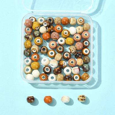68Pcs 9 Colors Handmade Porcelain Beads PORC-FS0001-23B-1