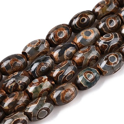 Natural Tibetan Agate 3-Eye Beads Strands G-T138-195A-1