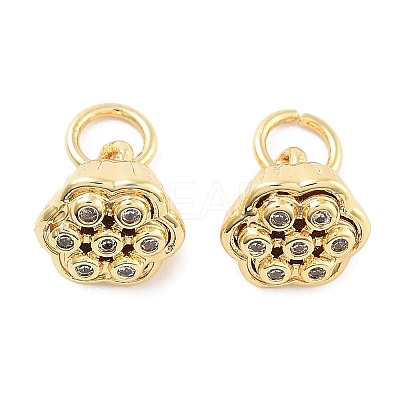 Rack Plating Brass Micro Pave Cubic Zirconia Pendants KK-Z071-63G-1