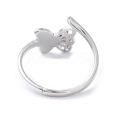 Non-Tarnish 304 Stainless Steel Hollow Out Butterfly Adjustable Ring for Women RJEW-I097-03P-1