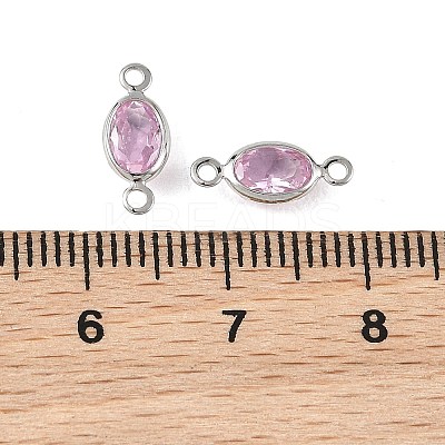 SHEGRACE Brass Pave Cubic Zirconia Oval Connector Charms XGRQ2O269-439B-P-1
