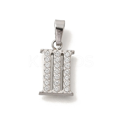 304 Stainless Steel Micro Pave Cubic Zirconia Pendants STAS-H228-02P-03-1