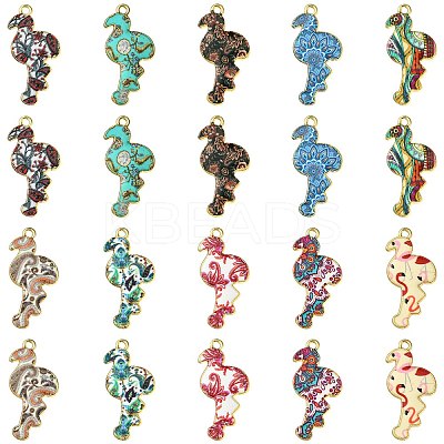 40Pcs 10 Styles Printed Alloy Pendants FIND-CJ0001-96-1