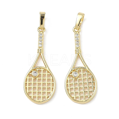 Brass Micro Pave Clear Cubic Zirconia Pendants KK-I476-24G-1