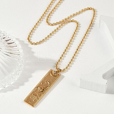 304 Stainless Steel Clear Cubic Zirconia Rectangle Constellation Pendant Necklaces for Women Men NJEW-S435-01G-H-1