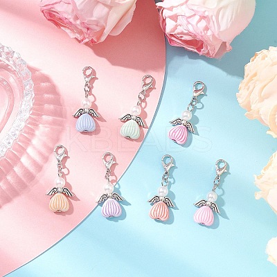 Angel Acrylic & ABS Plastic Imitation Pearl Pendant Decorations HJEW-JM03298-02-1