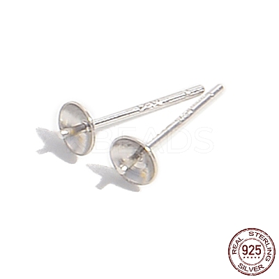 Rhodium Plated 925 Sterling Silver Stud Earring Findings STER-Z005-03P-1
