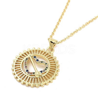 Brass Micro Pave Clear Cubic Zirconia Pendant Necklaces NJEW-Z035-02B-G-1