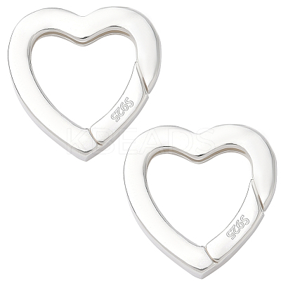 2Pcs 925 Sterling Silver Spring Gate Rings STER-SC0001-56-1