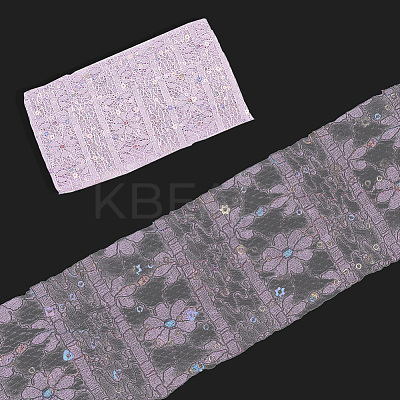5Yards Polyester Flower Lace Ribbons with Paillettes OCOR-GF0005-24B-1
