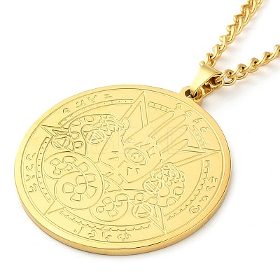 304 Stainlessa Steel Curb Chain Pendant Necklaces LS-NJEW-H034-06G-1