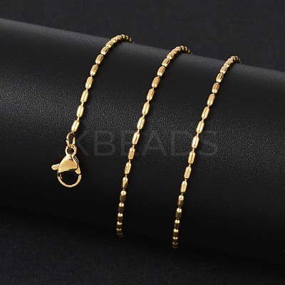 Ion Plating(IP) 304 Stainless Steel Oval Ball Chain Necklace for Men Women X-NJEW-M200-09G-1