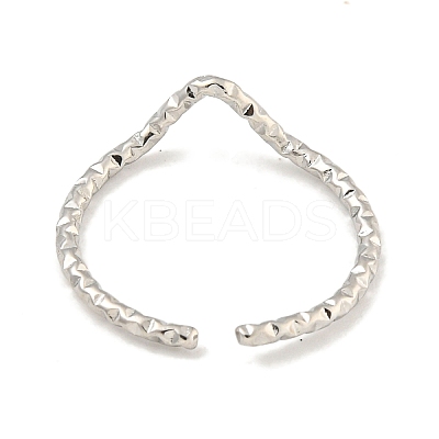 Non-Tarnish 304 Stainless Steel V-shape Open Cuff Ring for Women RJEW-A043-30P-1