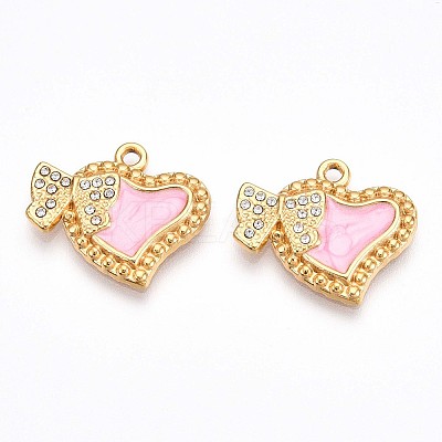 304 Stainless Steel Enamel Rhinestone Pendants STAS-T064-51-1