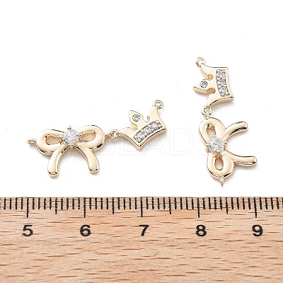 Brass Clear Cubic Zirconia Connector Charms KK-G523-09G-1