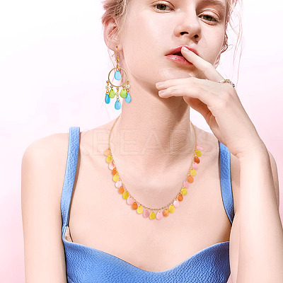 150Pcs 5 Colors Spray Painted Natural Freshwater Shell Teardrop Charms SHEL-TA0001-23-1
