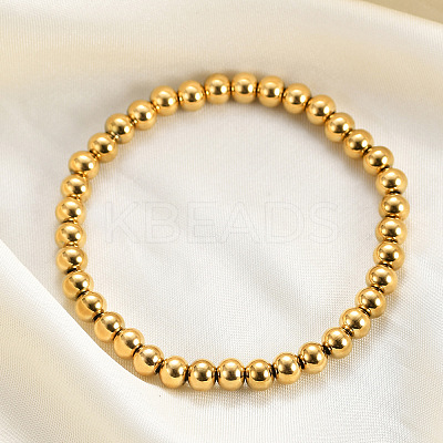 6MM Adjustable 304 Stainless Steel Round Beaded Stretch Bracelets for Women UQ9222-1-1