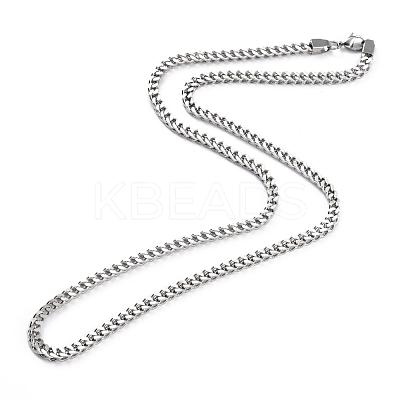 Non-Tarnish 304 Stainless Steel Wheat Chain Necklaces NJEW-L160-005B-P-1