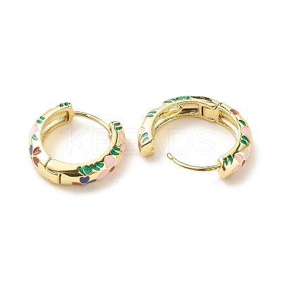 Flower Enamel Hoop Earrings LS-EJEW-G290-03G-A-1