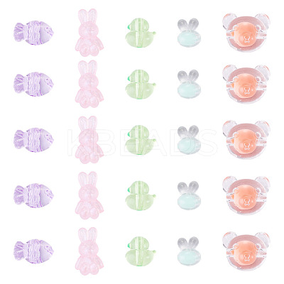 100Pcs 5 Styles Animals Transparent Acrylic Beads OACR-TA0005-02-1