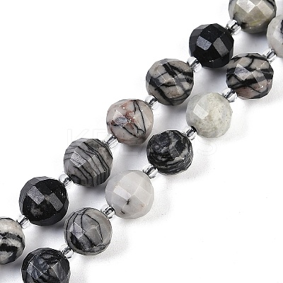 Natural Black Netstone Beads Strands G-G182-B08-05-1