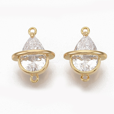 Brass Clear Cubic Zirconia Links ZIRC-Q021-047G-NF-1