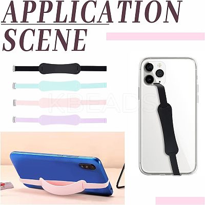 4 Sets 4 Colors Wrist Strap Hand Lanyard Silicone Elastic Moblie Straps AJEW-OC0003-16-1
