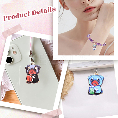 36Pcs 9 Colors Printed Alloy Enamel Pendants ENAM-SC0005-42-1