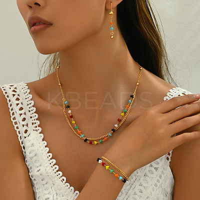 Summer Brass Plastic Beads Double Layer Jewelry Set WR0785-1