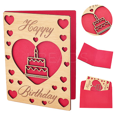 Birthday Wooden Greeting Cards DIY-CP0011-91E-1