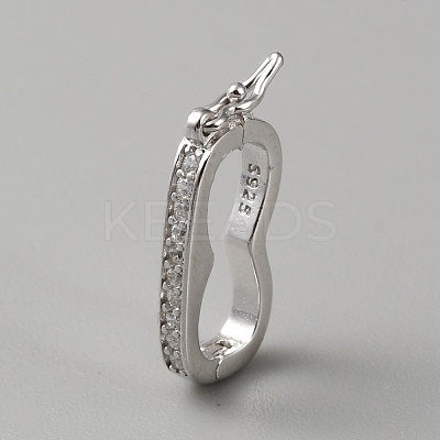 925 Sterling Silver Micro Pave Clear Cubic Zirconia Twister Clasps STER-WH0002-07P-1