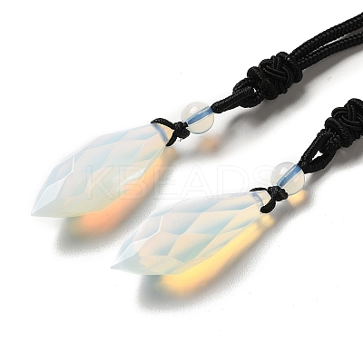Cone Natural & Synthetic Mixed Gemstone Pendant Necklace with Nylon Rope for Women G-H286-08-1