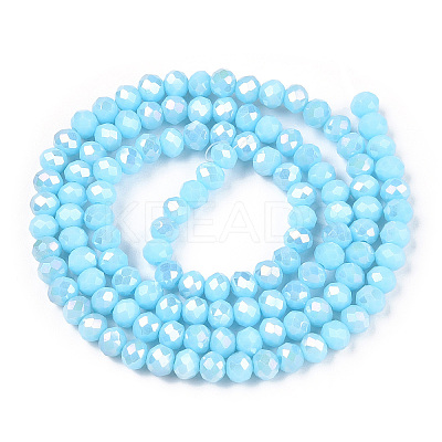 Electroplate Glass Beads Strands EGLA-A034-P6mm-B14-1