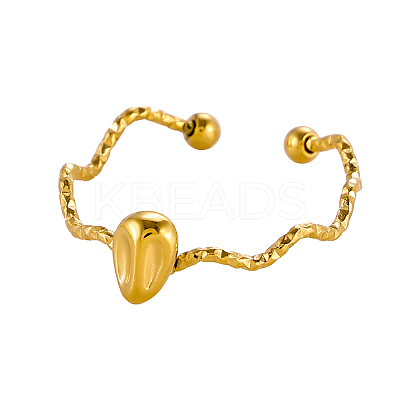 Hammered 304 Stainless Steel Cuff Bangles STAS-OY012-36G-1