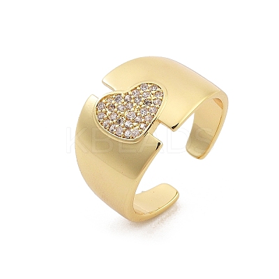 Rack Plating Brass Micro Pave Clear Cubic Zirconia Cuff Rings for Women RJEW-M028-113G-1