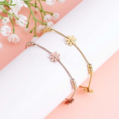 Stainless Steel Daisy Flowers Ankle with Box Chains for Women JA196B-1