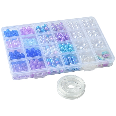 DIY Round Acrylic & ABS Plastic Imitation Pearl Beads Bracelets Jewelry Making Kits DIY-FS0007-42-1